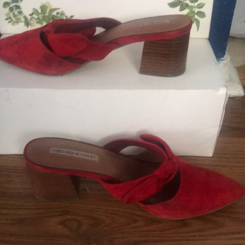 Red suede heels  sling back